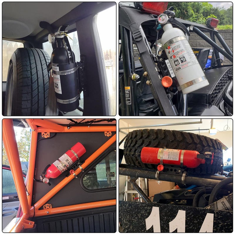 MFC Roll Bar Aluminum Fire Extinguisher Mount Kit Compatible with for Jeep Wrangler TJ JK JKU JL Gladiator JT UTV Polaris RZR Ranger - Image 3